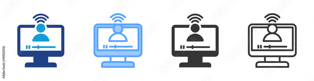 Online Streamer icon set multiple style collection Online Streamer icon set multiple style collection