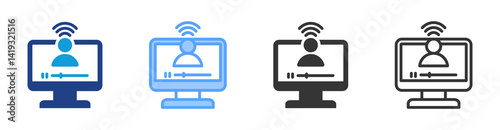Online Streamer icon set multiple style collection