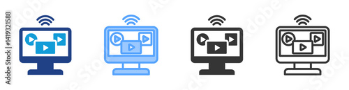 Streaming Channel icon set multiple style collection