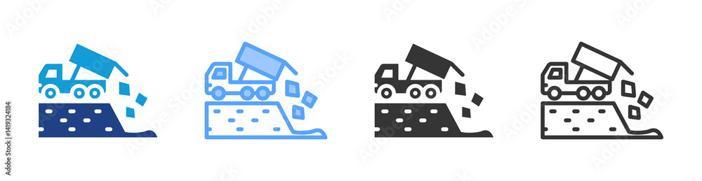Landfill icon set multiple style collection Landfill icon set multiple style collection