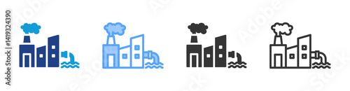 Industrial Waste icon set multiple style collection