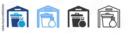 Waste Transfer Station icon set multiple style collection