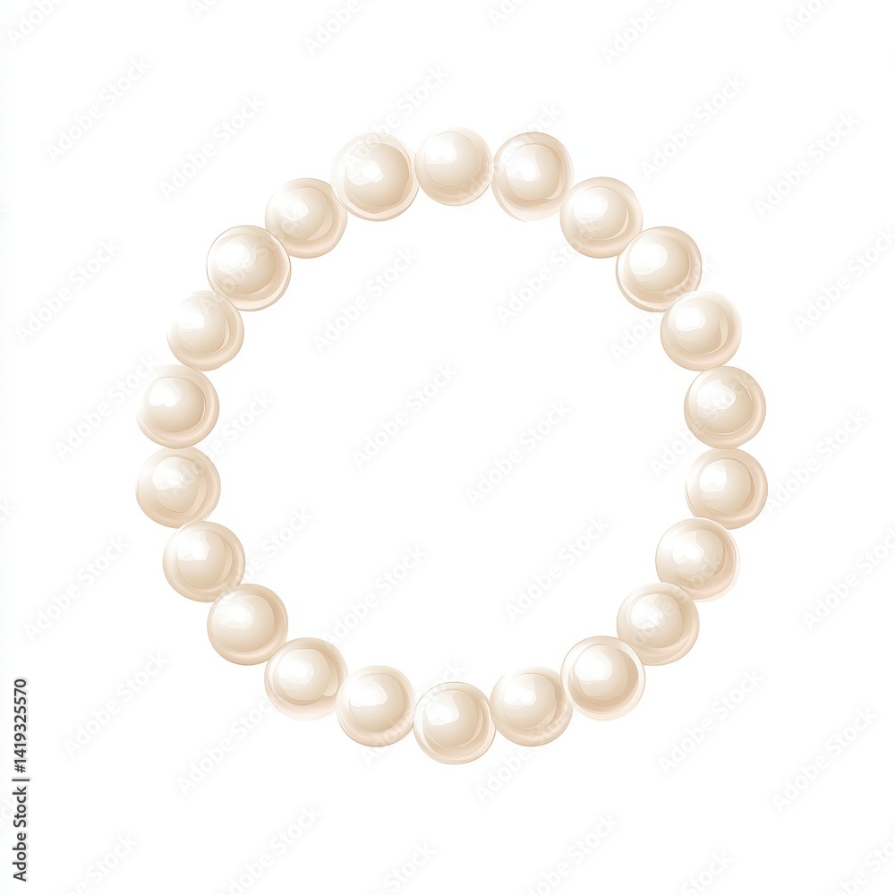 Obraz premium Elegant and Timeless Circular Arrangement of Shiny White Pearls on a Light Background for Jewelry Design and Decoration