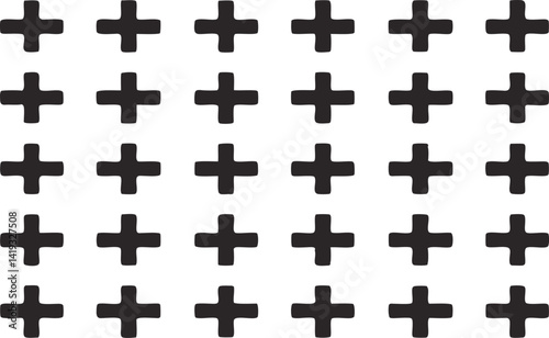 Plus Sign Pattern Set – Seamless Black Cross Background Design