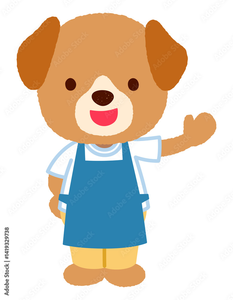 Obraz premium かわいいイヌのキャラクター エプロン スタッフ 店員