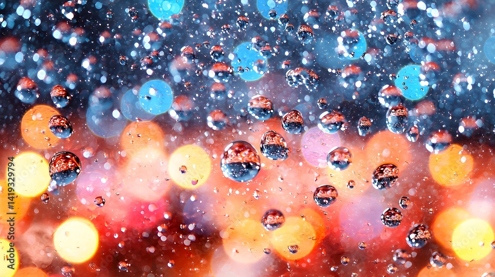City rain reflections colorful bokeh abstract City rain reflections colorful bokeh abstract