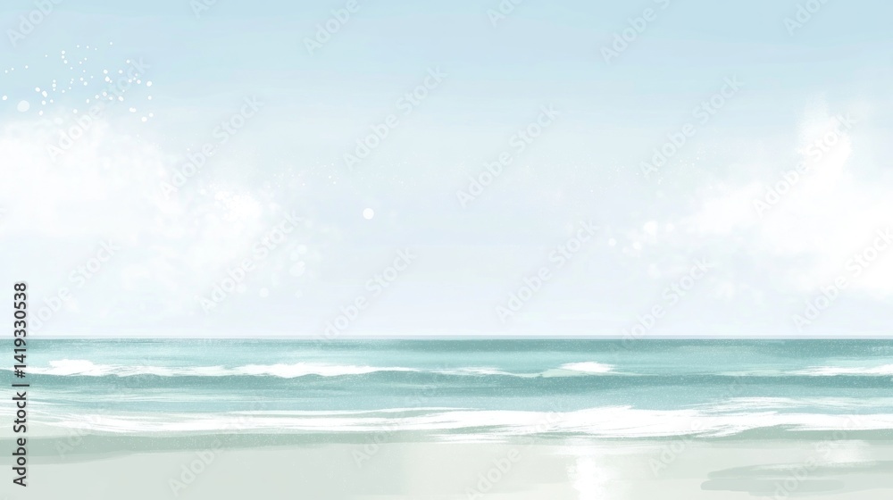 Obraz premium Tranquil pastel beach scene on a bright day.