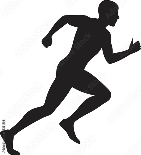 Running Person Silhouette – Minimalist Vector Illustration of Athlete in Motion, Side View