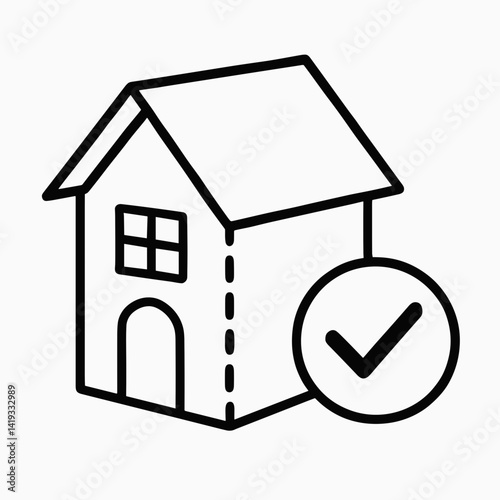 Paper model house with check mark illustration  
