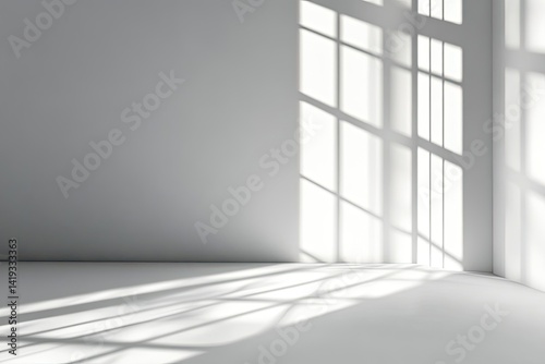 Empty room with shadows from windows