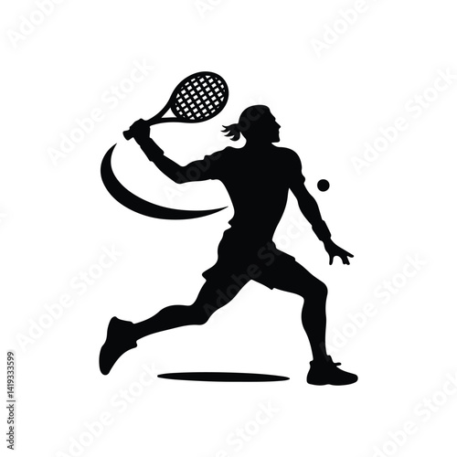 tennis player vector silhouette clip art logo