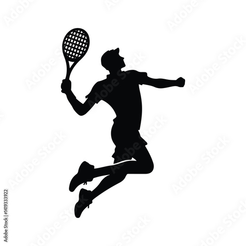 tennis player vector silhouette clip art logo