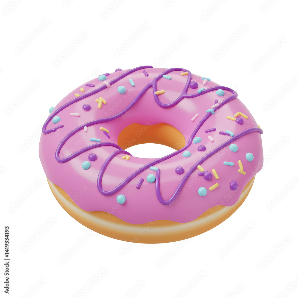 Pink Frosted Donut with Colorful Sprinkles on a Transparent Background Pink Frosted Donut with Colorful Sprinkles on a Transparent Background