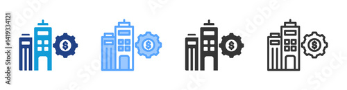 Physical Infrastructure icon set multiple style collection