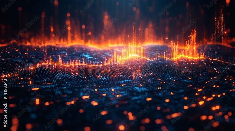 Soft abstract blue layers forming dynamic financial graphs with digital tech aesthetics background Soft abstract blue layers forming dynamic financial graphs with digital tech aesthetics background