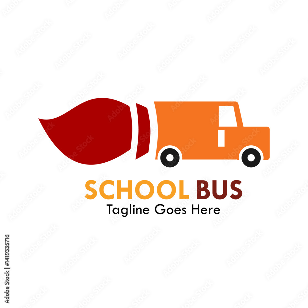 School bus design logo template illustration