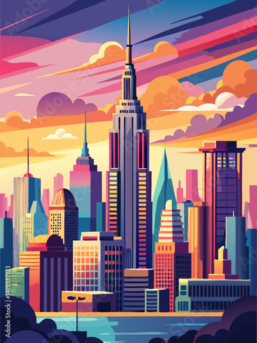 city skyline at night