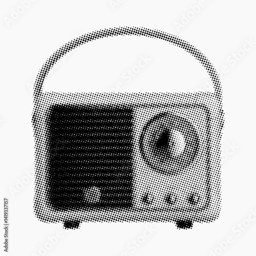 retro halftone radio,collage element