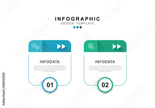 Vector Infographic label design template with icons and 2 options or steps.