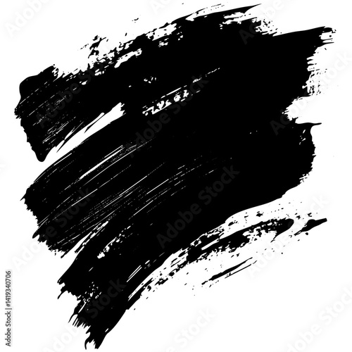 Black brushstroke on white background for artistic design and creative projects