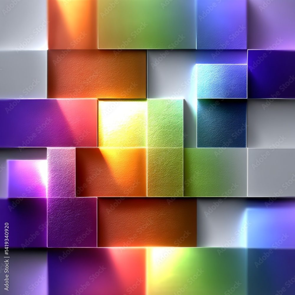 Abstract Colorful Cubes with Embossed Texture and Soft Lighting for Modern Design Elements