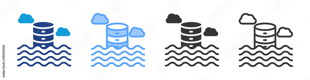 Data Lake icon set multiple style collection Data Lake icon set multiple style collection
