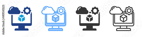 Virtual Machines icon set multiple style collection