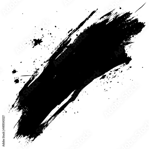 Bold black paint splash creates dramatic effect in abstract art