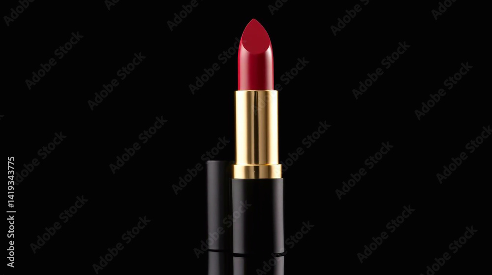 Obraz premium Intense jet black high-resolution stock photo of lipstick commercial quality, pure black background, deep shadows, emphasizing product detail.jpg