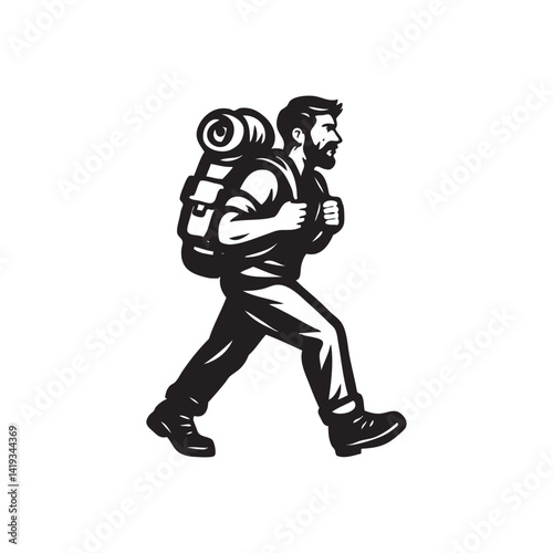 vector illustration of a man backpacker
