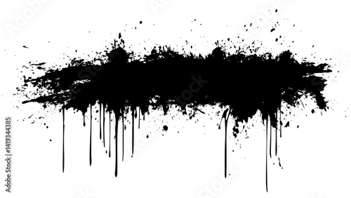 Bold black paint splatter creates an artistic backdrop for creative expressions in a studio setting