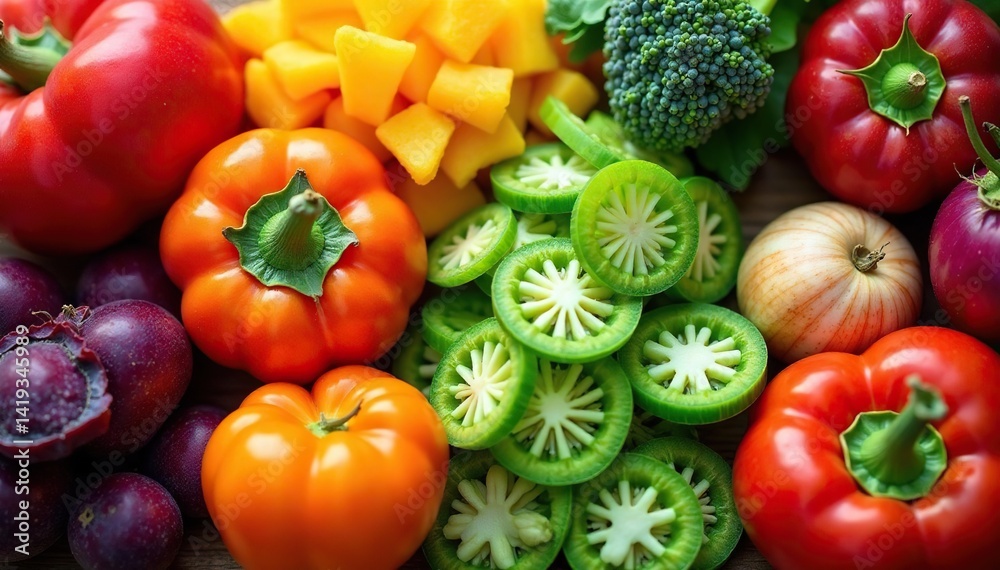 Variety of dried vegetables, vibrant colors, arranged neatly , vegan, diet, snack Variety of dried vegetables, vibrant colors, arranged neatly , vegan, diet, snack