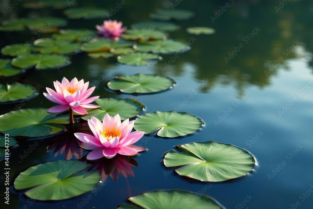 Water lilies create vibrant floral pattern on tranquil lake, green, nature photography, pattern Water lilies create vibrant floral pattern on tranquil lake, green, nature photography, pattern