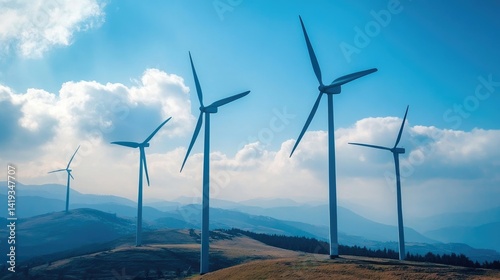 Wallpaper Mural A group of wind turbines with blue sky background Torontodigital.ca