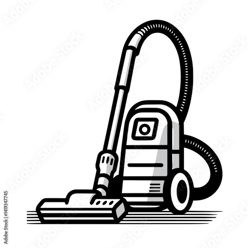 Floor vacuum cleaner icon, flat vector design in black and white