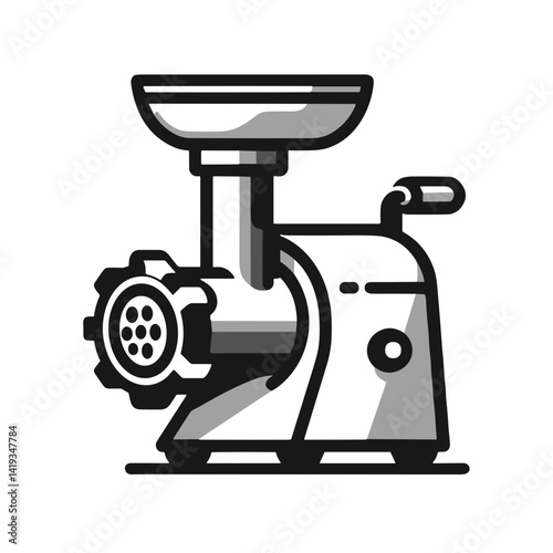 Meat grinder icon, black and white