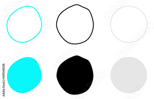 round Circle sticker set. Wavy edge promo black badges. Star burst shape tags for price. Blank sale stickers. Simple silhouette. Flat vintage labels. Graphic illustration.