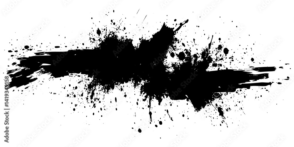 Abstract black ink splash on white background highlighting creative artistic expression Abstract black ink splash on white background highlighting creative artistic expression