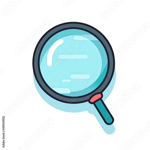 A colorful magnifying glass illustration on a light background, symbolizing search and discovery, ideal for educational or informative content , isolated on white or transparent png