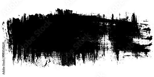 Black paint stroke on a white background showcasing texture and artistic flair
