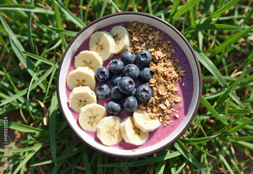 Smoothie Bowl on Green Grass