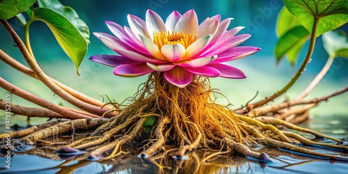 Obraz na płótnie Water Lily Rhizome Macro Closeup Botanical Art w salonie