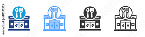 Restaurant icon set multiple style collection