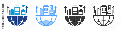 Growing Industry icon set multiple style collection