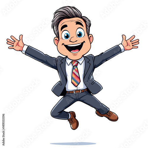 Vsai happy businessman jumping and celebrating success