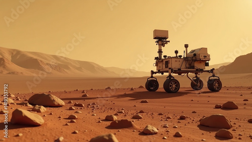 mars lander carries mysterious box onto martian podium landscape secret