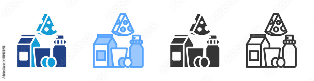 Dairy Products icon set multiple style collection Dairy Products icon set multiple style collection