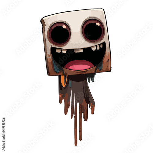 Vector illustration of a giggling ghast with a wide, echoing laugh, playful phantom