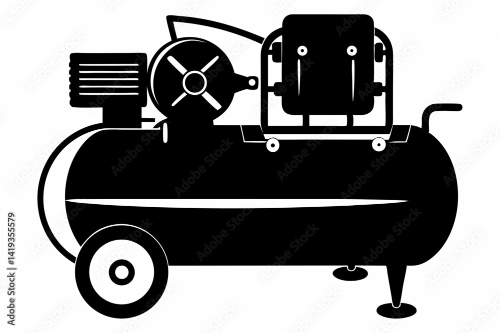 Obraz premium air compressor silhouette line art vector illustration