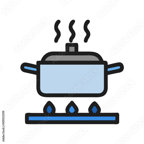 Cooking Pot on Gas Stove Icon Design